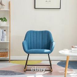 Upholstered Rocking Chair Linen Wing Back Armchair Fireside Corner Relax Sofa UK