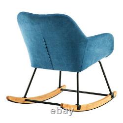 Upholstered Rocking Chair Linen Wing Back Armchair Fireside Corner Relax Sofa UK