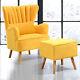 Upholstered Scallop Wing Back Armchair Accent Chair Sofa Fireside With Footstool
