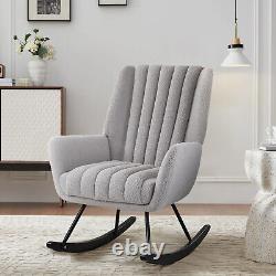 Upholstered Teddy Fabric Armchair Rocking Chair Lounge Fireside Sofa Fluted Back