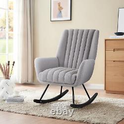 Upholstered Teddy Fabric Armchair Rocking Chair Lounge Fireside Sofa Fluted Back