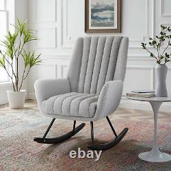 Upholstered Teddy Fabric Armchair Rocking Chair Lounge Fireside Sofa Fluted Back