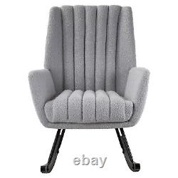 Upholstered Teddy Fabric Armchair Rocking Chair Lounge Fireside Sofa Fluted Back