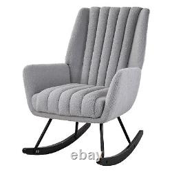 Upholstered Teddy Fabric Armchair Rocking Chair Lounge Fireside Sofa Fluted Back