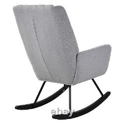 Upholstered Teddy Fabric Armchair Rocking Chair Lounge Fireside Sofa Fluted Back