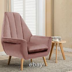 Upholstered Tulip Scallop Wing Chair High Backrest Armchair Velvet Sofa Fireside