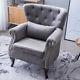 Upholstered Velvet Armchair Chesterfield Wing Back Fireside Tufted Fabric Chair