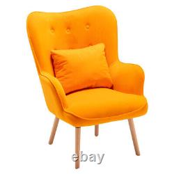 Upholstered Velvet Armchair High Back with Footstool Sofa Lounge Fireside Seat