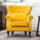 Upholstered Velvet Button Wingback Armchair Fireside Queen Anne Chair Sofa Seat