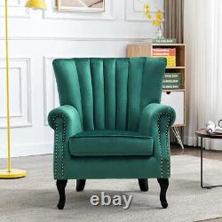 Upholstered Velvet Scallop Oyster Accent Occasional Chair Armchair Fireside Sofa