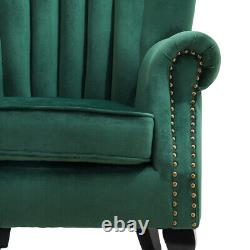 Upholstered Velvet Scallop Oyster Accent Occasional Chair Armchair Fireside Sofa