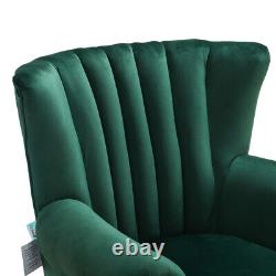 Upholstered Velvet Scallop Oyster Accent Occasional Chair Armchair Fireside Sofa