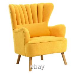 Upholstered Velvet Wing Back Chair Armchair Lounge Sofa Fireside Seat With Pillow