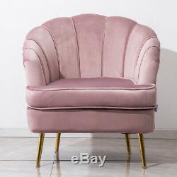 Upholstered Velvet Wing Chair Scallop Shell Back Armchair Blush Pink Fireside UK