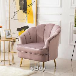 Upholstered Velvet Wing Chair Scallop Shell Back Armchair Blush Pink Fireside Uk