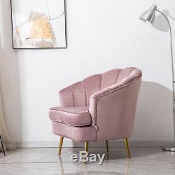 Upholstered Velvet Wing Chair Scallop Shell Back Armchair Blush Pink Fireside Uk