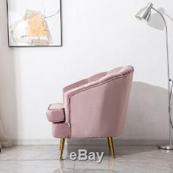 Upholstered Velvet Wing Chair Scallop Shell Back Armchair Blush Pink Fireside Uk