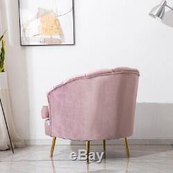 Upholstered Velvet Wing Chair Scallop Shell Back Armchair Blush Pink Fireside Uk