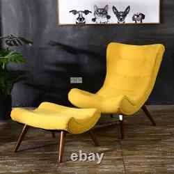 Upholstered Wing Back Arch Accent Chair Fabric Fireside Occasional Bedroom Stool