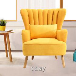 Upholstered Wing Back Armchair Retro Living Room Fireside Accent Sofa Chair