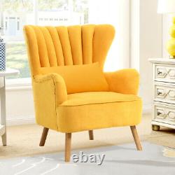 Upholstered Wing Back Armchair Retro Living Room Fireside Accent Sofa Chair