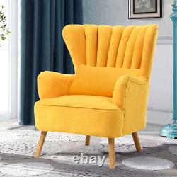 Upholstered Wing Back Armchair Retro Living Room Fireside Accent Sofa Chair