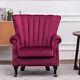 Upholstered Wing Back Armchair Sofa Chair Oyster Velvet Fireside Padded Seat