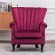 Upholstered Wing Back Armchair Velvet Fireside Lounge Sofa Seat Occasional Chair