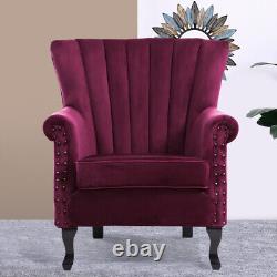 Upholstered Wing Back Armchair Velvet Fireside Lounge Sofa Seat Occasional Chair