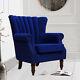 Upholstered Wing Back Scalloped Fireside Chair Linen Fabric Armchair Sofa Seat