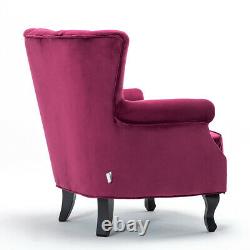Upholstered Wing High Back Armchair Sofa Chair Oyster Velvet Fireside Retro Seat