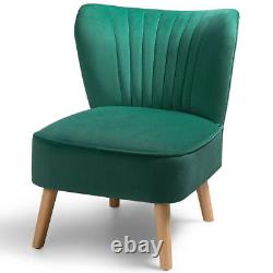 Upholstered Wingback Shell Fireside Chair Linen Velvet Fabric Seat Armchair Sofa