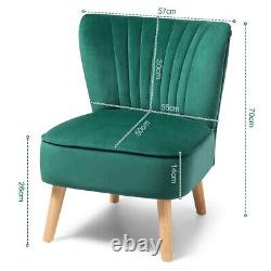 Upholstered Wingback Shell Fireside Chair Linen Velvet Fabric Seat Armchair Sofa