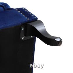 Upholstered Wingback Shell Fireside Chair Velvet Fabric Seat Armchair Sofa -Blue