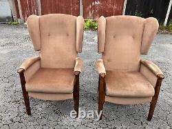 VINTAGE FIRESIDE WINGBACK ARMCHAIRS 1980's in the Style of Parker Knoll