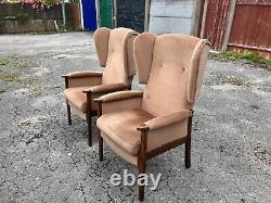 VINTAGE FIRESIDE WINGBACK ARMCHAIRS 1980's in the Style of Parker Knoll