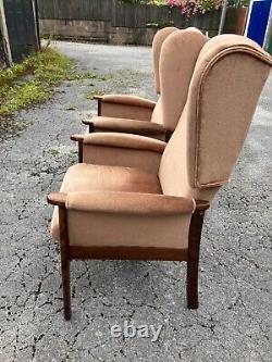 VINTAGE FIRESIDE WINGBACK ARMCHAIRS 1980's in the Style of Parker Knoll