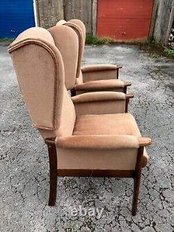 VINTAGE FIRESIDE WINGBACK ARMCHAIRS 1980's in the Style of Parker Knoll