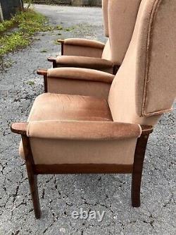 VINTAGE FIRESIDE WINGBACK ARMCHAIRS 1980's in the Style of Parker Knoll