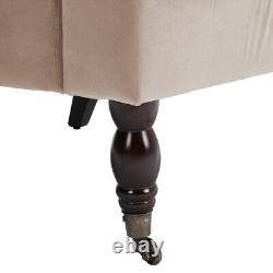 Velvet Accent Chair Fireside Armchair Wingback Home Relax Single Sofa with Castors