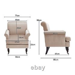 Velvet Accent Chair Fireside Armchair Wingback Home Relax Single Sofa with Castors