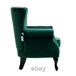 Velvet Accent Chair Fireside Cottage Armchair Shell Wing Back Single Sofa Seat