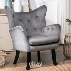 Velvet Accent Tub Chair High Wing Back Fireside Armchair Padded Seat Sofa Chair