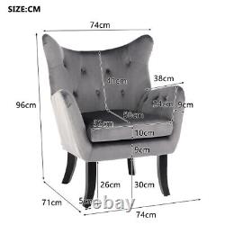 Velvet Accent Tub Chair High Wing Back Fireside Armchair Padded Seat Sofa Chair