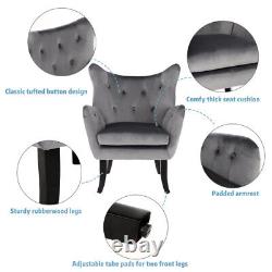 Velvet Accent Tub Chair High Wing Back Fireside Armchair Padded Seat Sofa Chair