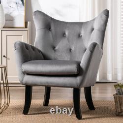 Velvet Accent Tub Chair High Wing Back Fireside Armchair Padded Seat Sofa Chair