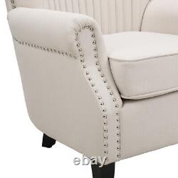 Velvet Armchair Chesterfield Queen Anne Sofa Fireside Wing Back Chair Lounge Tub