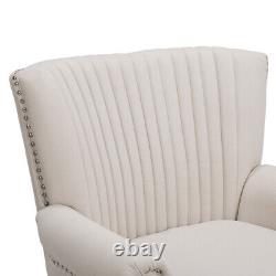 Velvet Armchair Chesterfield Queen Anne Sofa Fireside Wing Back Chair Lounge Tub