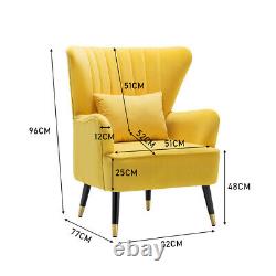 Velvet Armchair Oyster Chair Lounge Seat Wooden Legs Single Sofa Fireside Seat