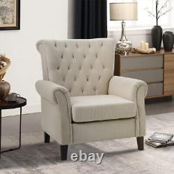 Velvet Armchair Wing High Back Occasional Queen Anne Fireside Lounge Sofa Chair